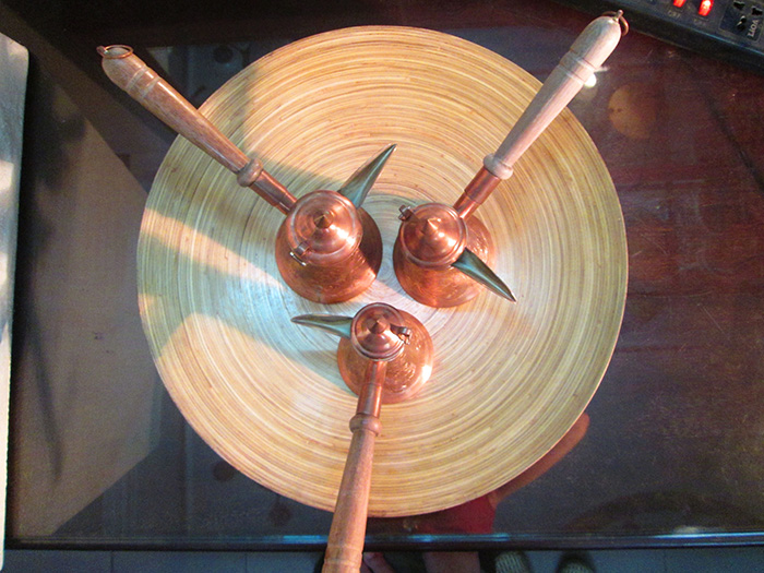 Ottoman Engraved copper turkish coffee Pots with wood handle