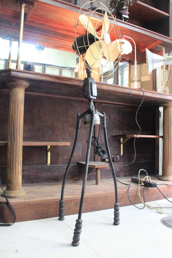 Antique Standing fan Marelli with tripod conner