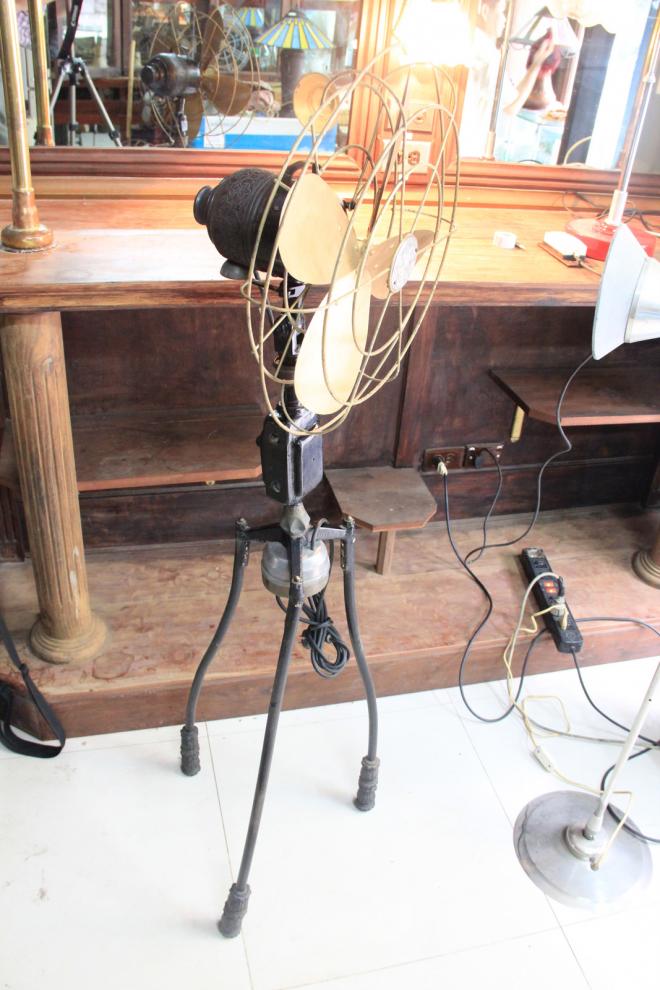 Antique Standing Fan Marelli with copper tripod