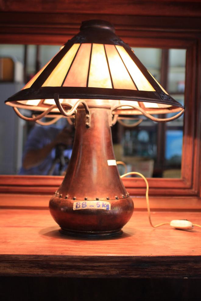 Double Socket Antique Lamp with copper stand.