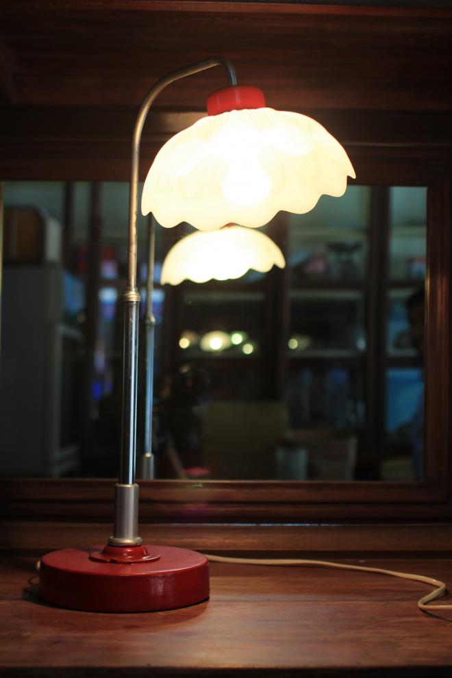 White Lotus Cast-Iron Antique Lamp