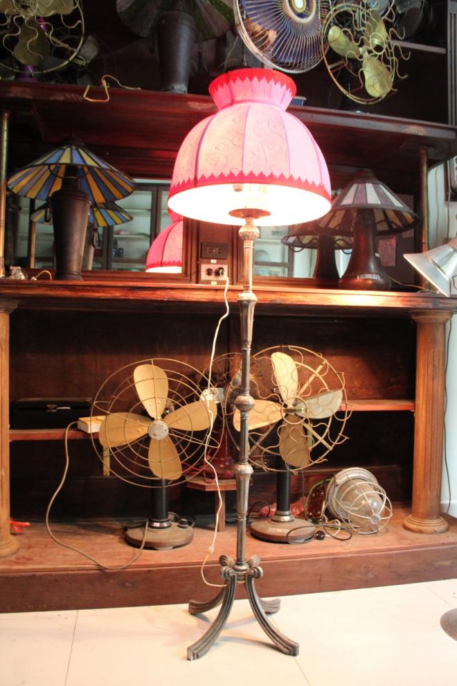 Pink Lady Robe Shade with iron standing.