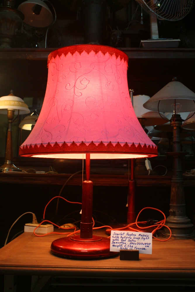 Scarlet Restro Mosaic table bedside lamp light with red satin